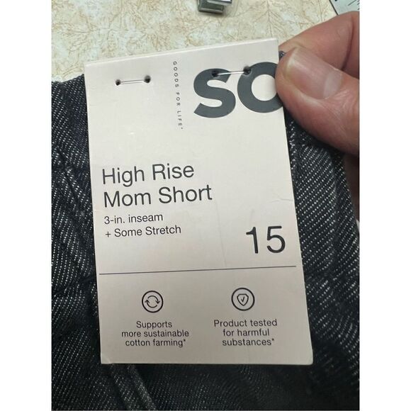 So *High Rise *Mom Shorts *charcoal* distressed, Sz 15/32 NWT - Picture 6 of 10